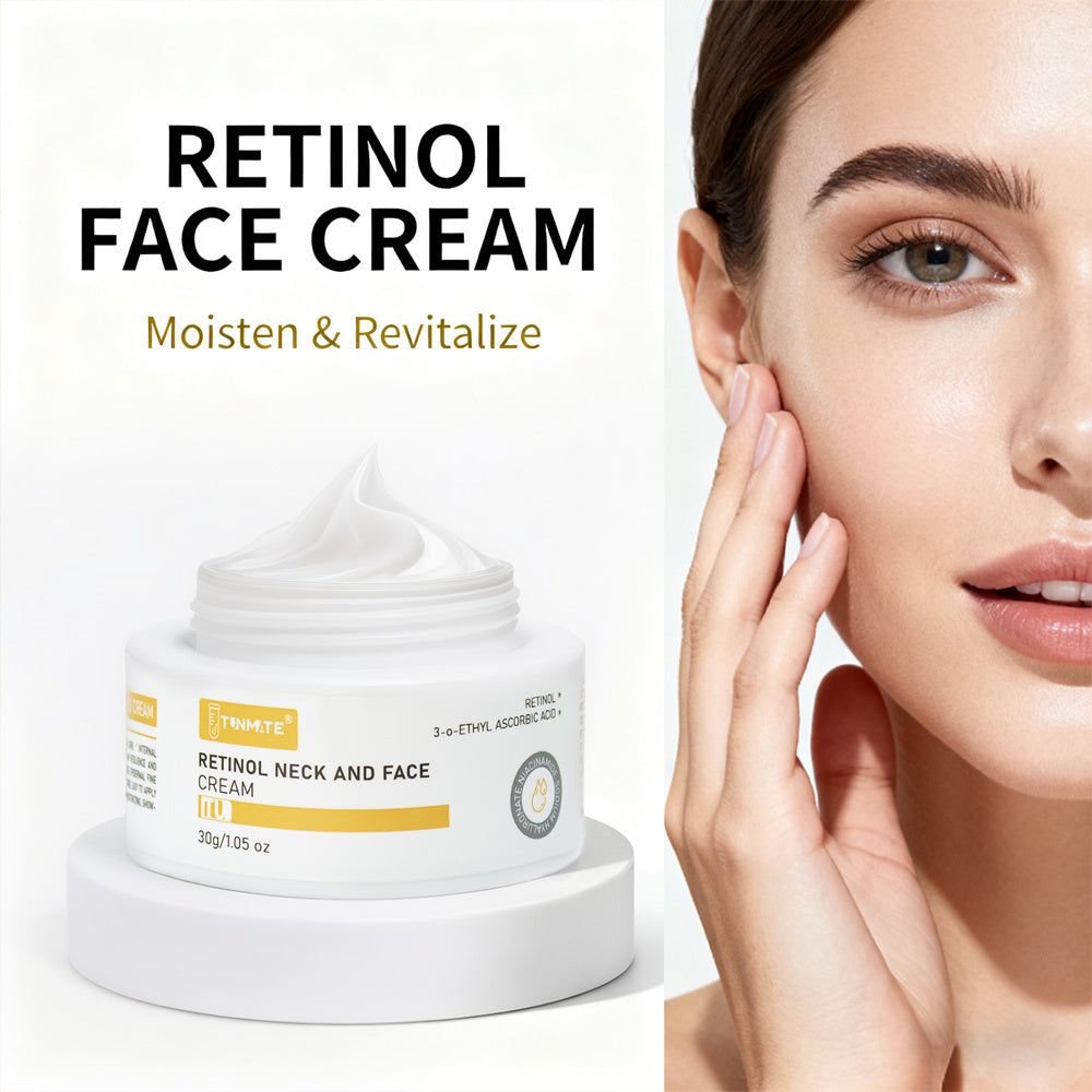 Organic Retinol Hyaluronic Acid Neck Face Cream Daily Use Vegan Lotion With Vitamin C E Herbal Ingredients For Home Use